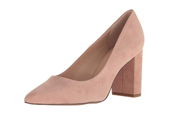 Pink suede block sales heel shoes