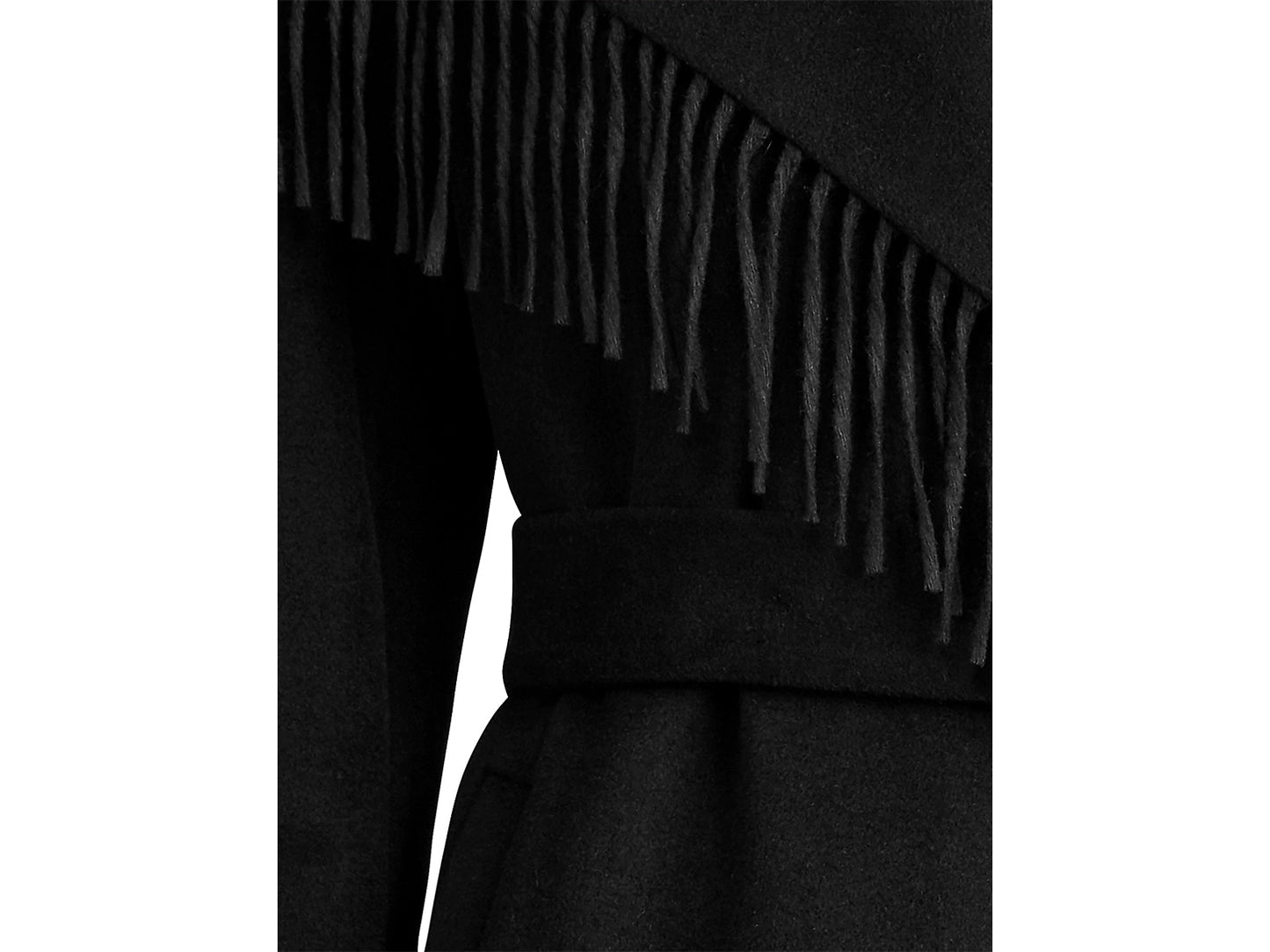 Lauren Ralph Lauren Fringe Wool Blend Wrap Coat