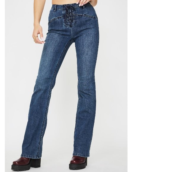 Free People Eva Lace-Up Bootcut Jeans
